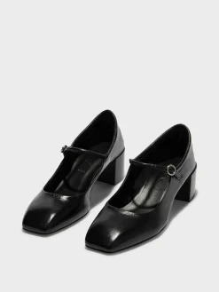 Fashion Aeyde Aline Leather Mary-Jane Pumps Black Nappa