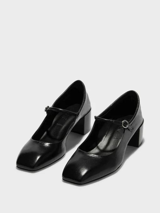 Fashion Aeyde Aline Leather Mary-Jane Pumps Black Nappa