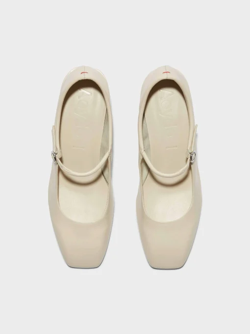 Sale Aeyde Aline Leather Mary-Jane Pumps Creamy Nappa