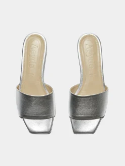 Sale Aeyde Anna Leather Sandals Silver Nappa