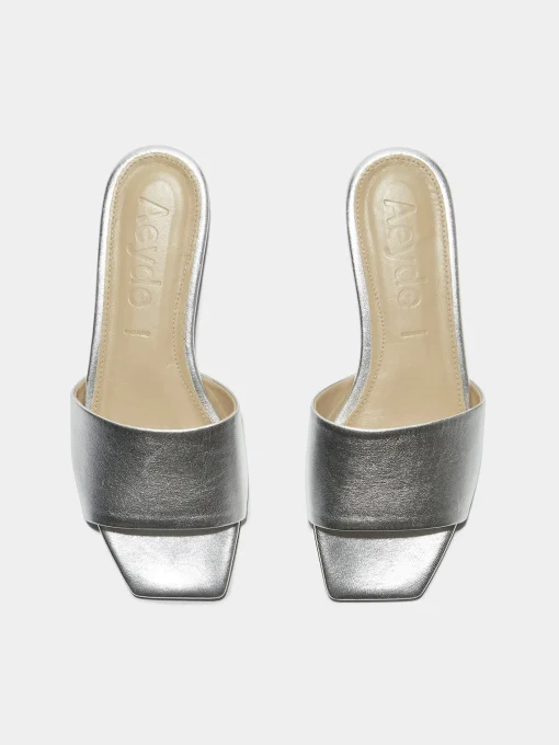 Sale Aeyde Anna Leather Sandals Silver Nappa