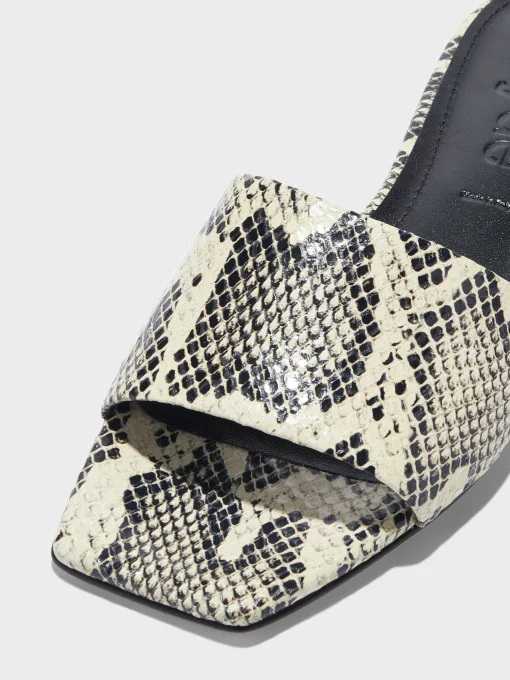 Clearance Aeyde Anna Leather Sandals Creamy Snake
