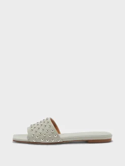 Discount Aeyde Anna Studded Leather Sandals Cloud Nappa