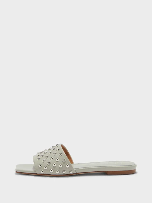 Discount Aeyde Anna Studded Leather Sandals Cloud Nappa