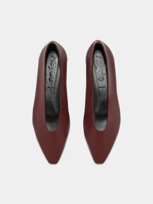 Clearance Aeyde Betty Leather Square-Toe Ballet Flats Port Nappa