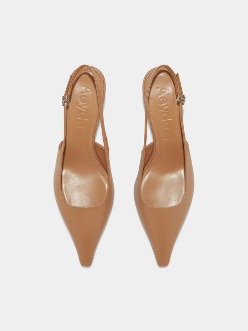 New Aeyde Catrina Leather Slingback Pumps Hazelnut Nappa