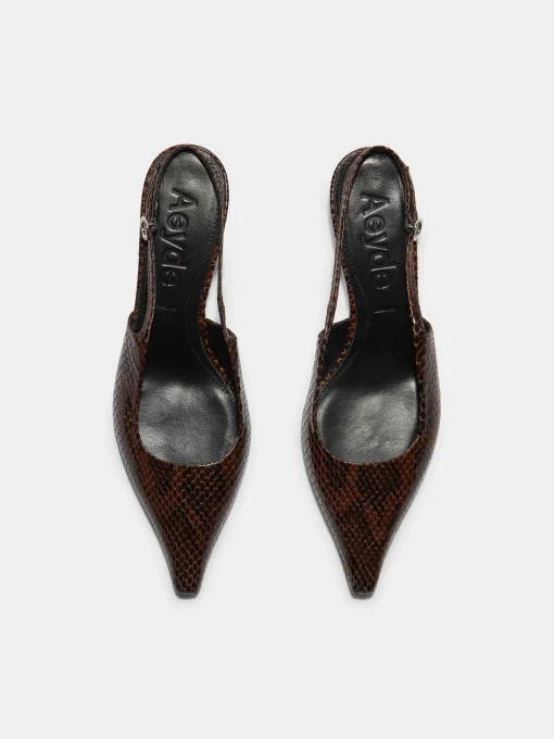 Best Aeyde Catrina Leather Slingback Pumps Moka Snake
