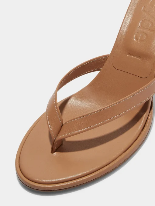 Discount Aeyde Daphne Leather Thong Sandals Hazelnut Nappa