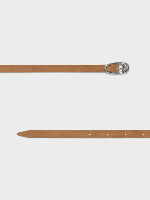 Clearance Aeyde Elby Suede Belt Caramel/Silver
