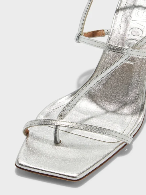 Best Aeyde Elise Leather Toe-Post Sandals Silver Nappa