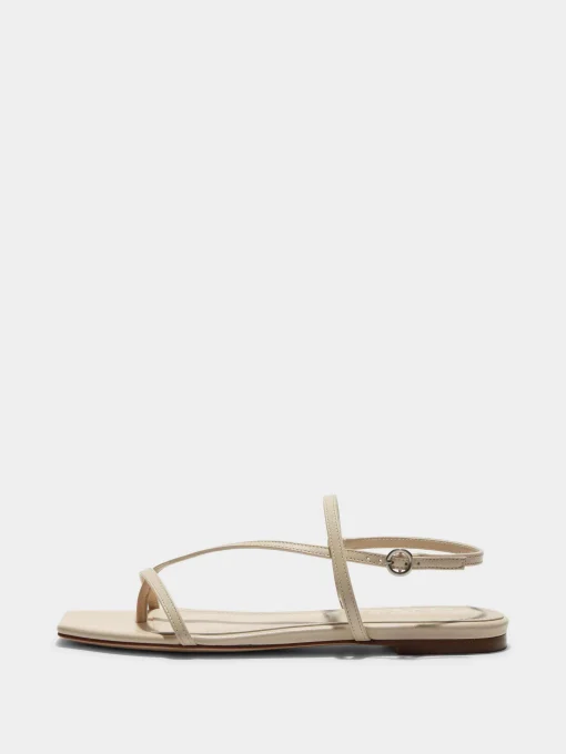 Clearance Aeyde Ella Leather Toe-Post Sandals Creamy Nappa