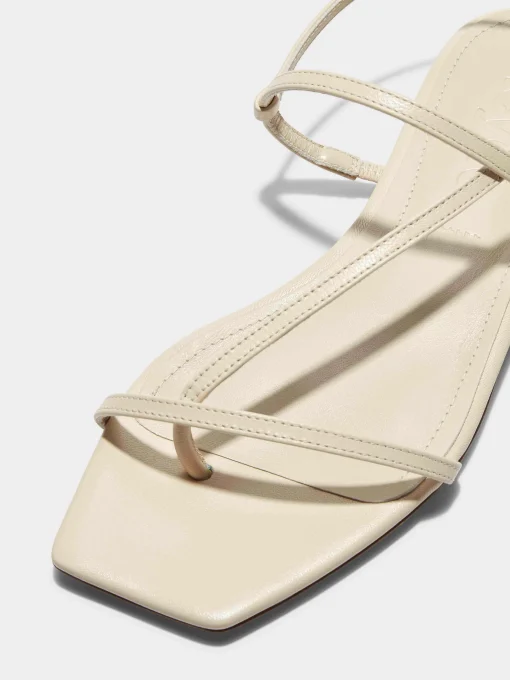 Clearance Aeyde Ella Leather Toe-Post Sandals Creamy Nappa