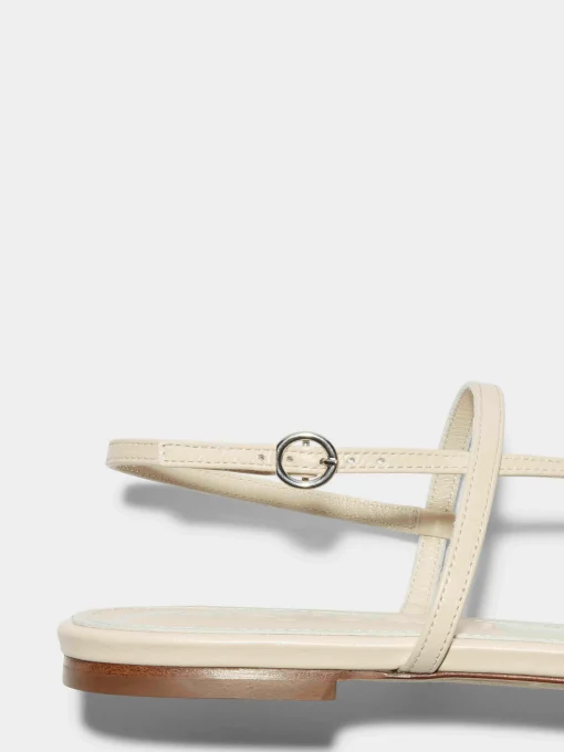 Clearance Aeyde Ella Leather Toe-Post Sandals Creamy Nappa