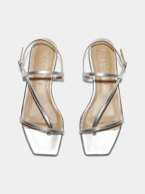 Fashion Aeyde Ella Leather Toe-Post Sandals Silver Nappa