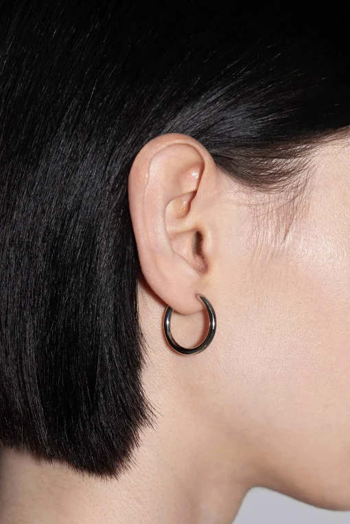 Clearance Aeyde Elona Medium Palladium-Plated Hoop Earrings Palladium Plated