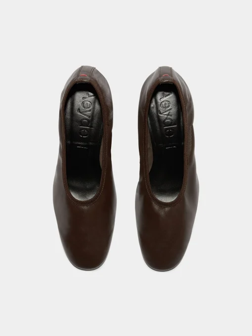 Online Aeyde Gemma Leather Ballet Pumps Moka Nappa