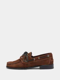 Clearance Aeyde Harris Suede Mocassin Flats Brown Suede