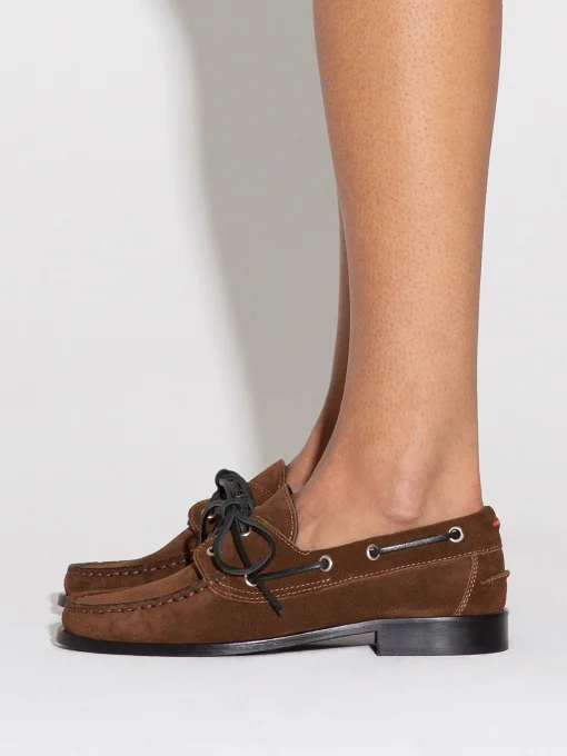 Clearance Aeyde Harris Suede Mocassin Flats Brown Suede