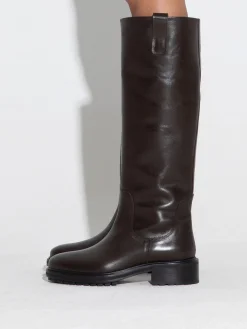 Sale Aeyde Henry Leather Knee-High Boots Moka Calf