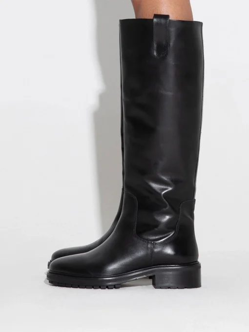 Fashion Aeyde Henry Leather Knee-High Boots Black Calf