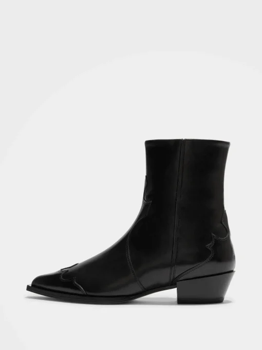 Discount Aeyde Hester Leather Cowboy Boots Black Calf