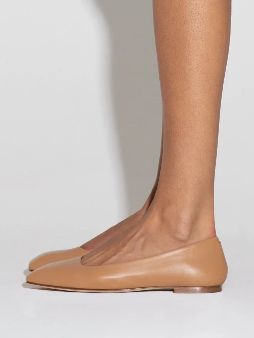 Outlet Aeyde Ida Leather Ballet Flats Hazelnut Nappa