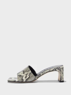 Discount Aeyde Jeanie Leather Sandals Creamy Snake