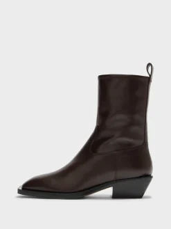 Online Aeyde Luis Leather Cowboy Ankle Boots Moka Calf