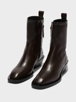 Online Aeyde Luis Leather Cowboy Ankle Boots Moka Calf