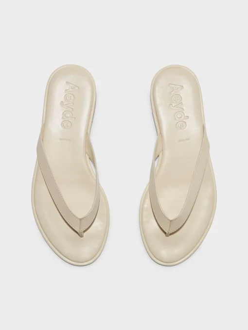 Hot Aeyde Melody Leather Thong Sandal Creamy Nappa