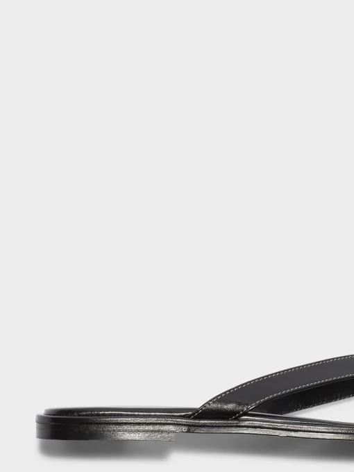 Hot Aeyde Melody Leather Thong Sandal Black Nappa