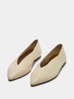 Discount Aeyde Moa Leather Ballet Flats Creamy Nappa