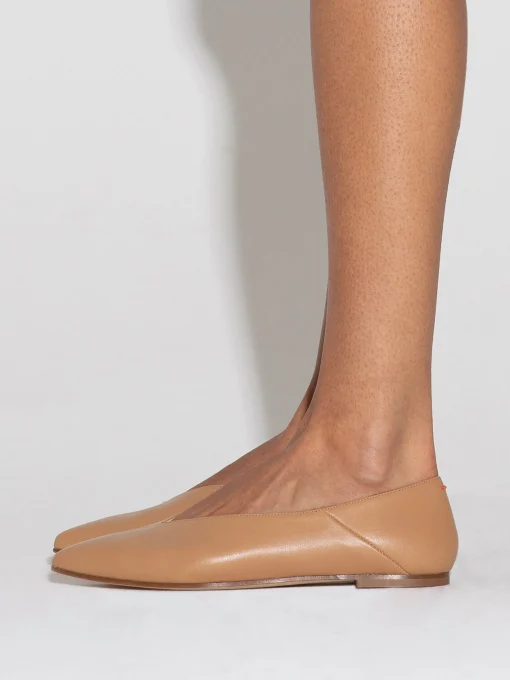 New Aeyde Moa Leather Ballet Flats Hazelnut Nappa