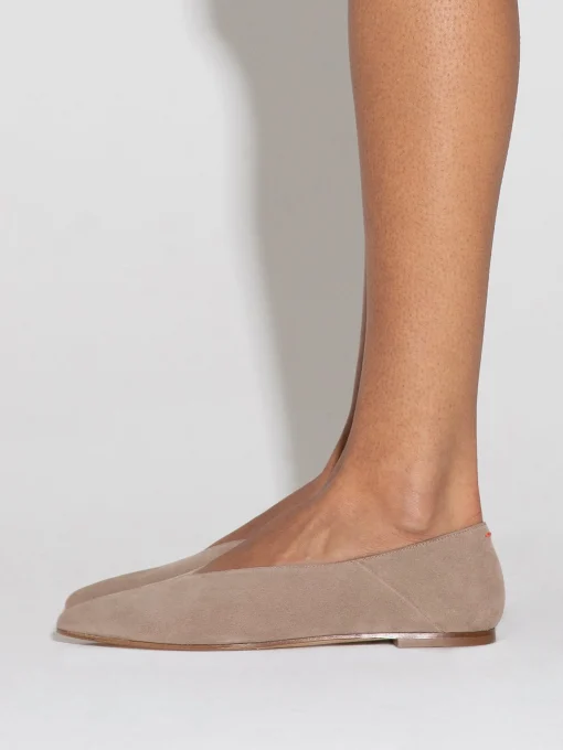 Online Aeyde Moa Suede Ballet Flats Stone Suede