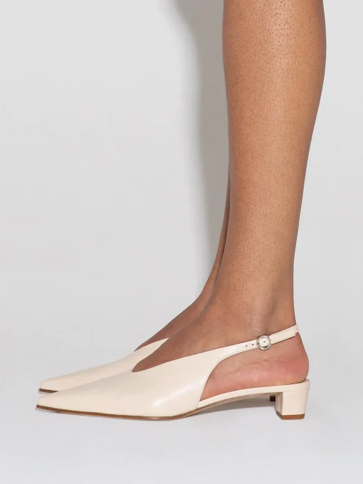 Fashion Aeyde Oti Leather Slingback Pumps Creamy Nappa