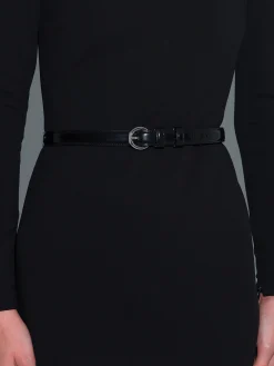 Best Aeyde Reed Leather Belt Black/Silver Polido