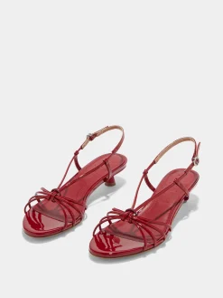 Clearance Aeyde Rhonda Leather Kitten-Heel Sandals Cranberry Patent