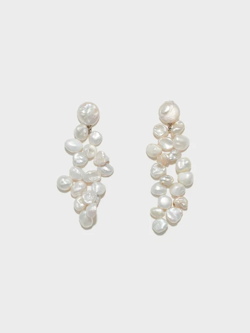 Online Aeyde Rudi Pearl and Palladium-Plated Drop Earrings Palladium/Pearl
