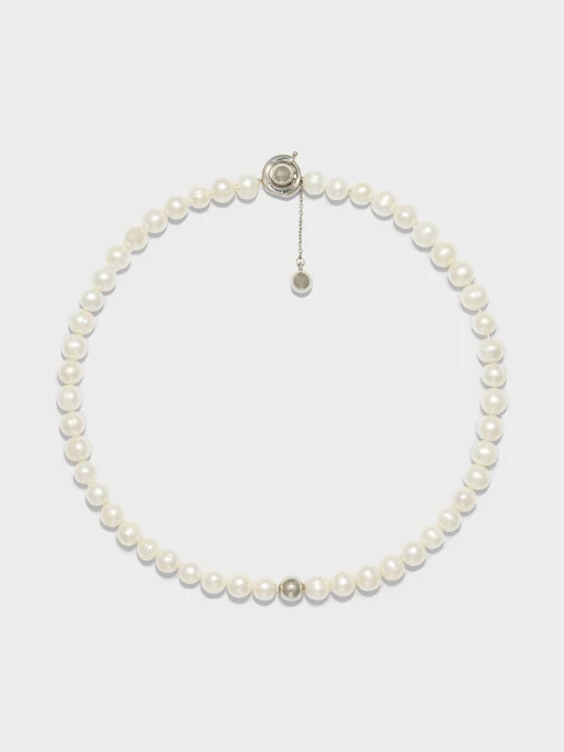 New Aeyde Sarin Pearl and Palladium-Plated Necklace Palladium/Pearl
