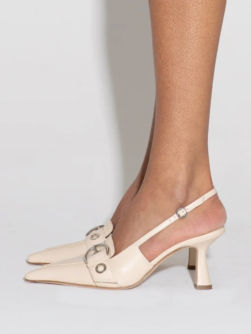 Fashion Aeyde Tara Leather Slingback Pumps Creamy Nappa
