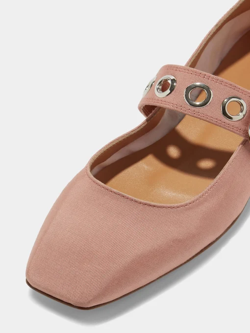 Best Aeyde Uma Eyelet Grosgrain Mary-Janes Flats Coral Grosgrain