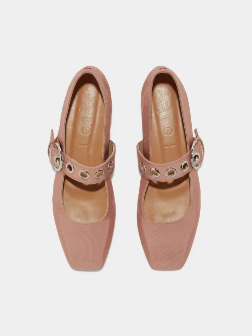 Best Aeyde Uma Eyelet Grosgrain Mary-Janes Flats Coral Grosgrain