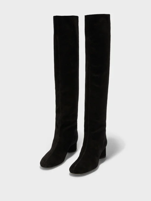 Sale Aeyde Willa Suede Over-Knee Boots Black Suede